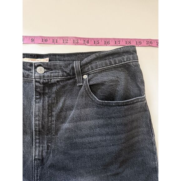 Levi's Premium Jeans Black 70s High Rise Flare Wide Leg Denim Womens 34 X 32 - Picture 7 of 14